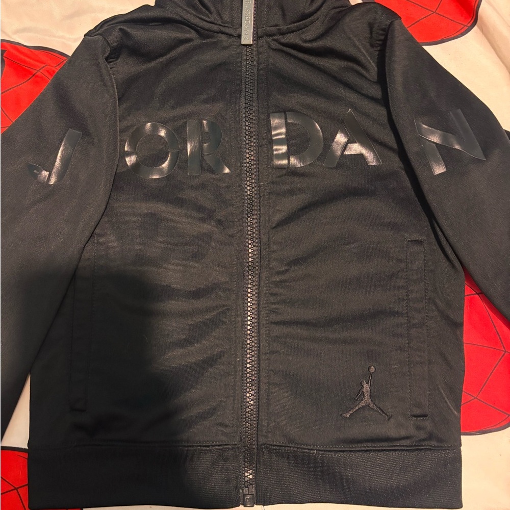 Jordan Black Zip Hoodie with Gloss Lettering